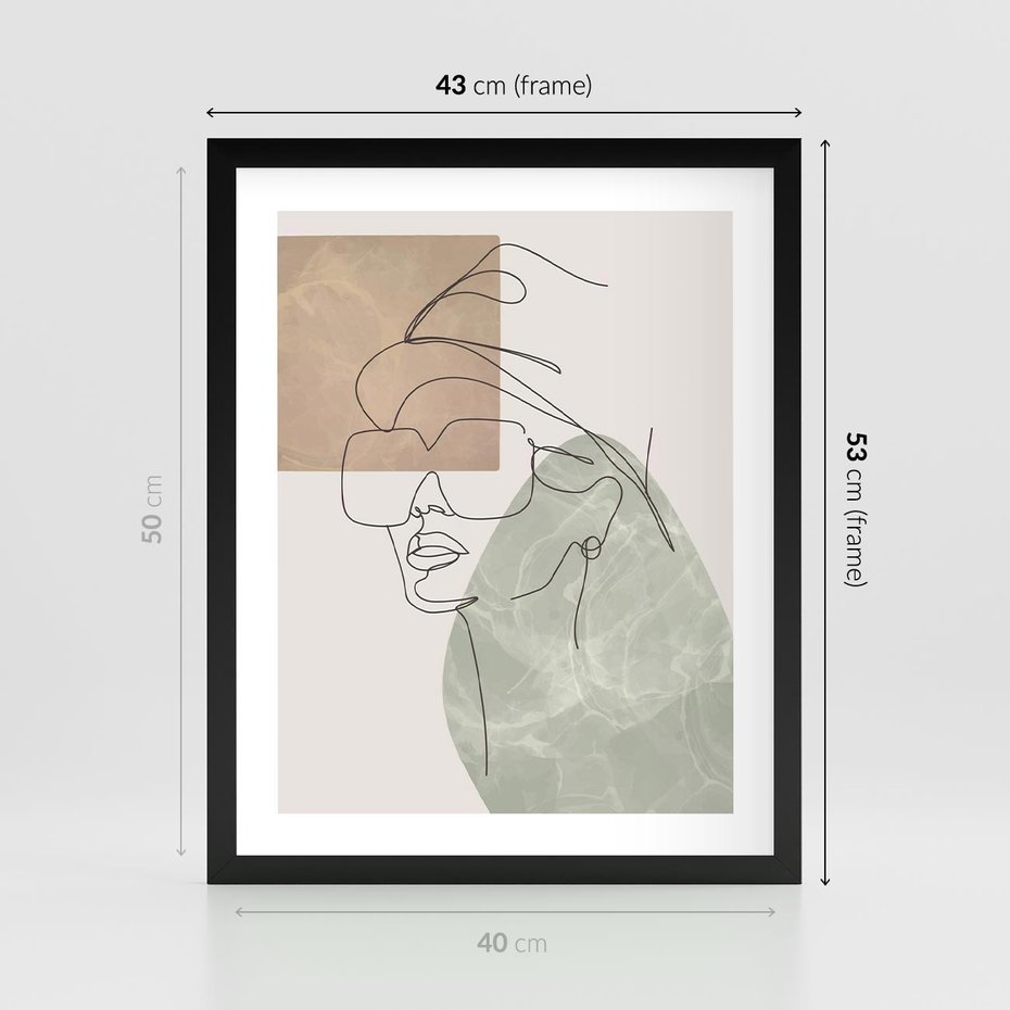 Plakat w ramie 40x50 - Geometria i Szkic - nowoczesny obraz, grafika - rama czarna