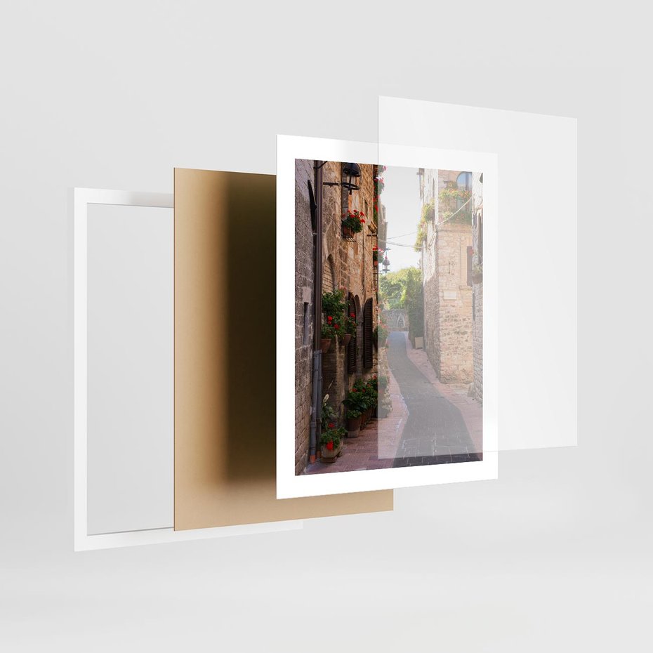 Plakat w ramie 40x50 - Miłość na Romantycznej Uliczce - romantyczna, uliczka - rama biała