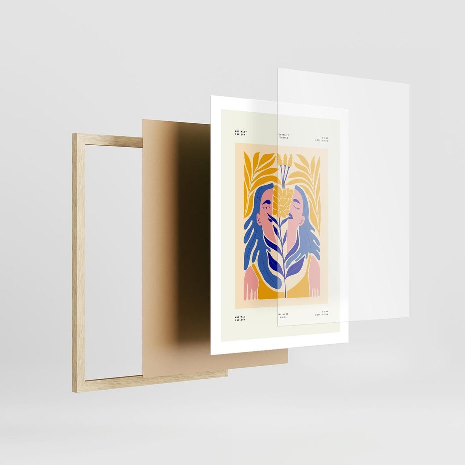 Plakat w ramie 50x70 - Roztopione Granice - nowoczesna sztuka, abstrakcja - rama drewno