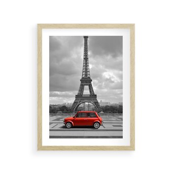 Plakat w ramie 30x40 - Paryż z wieżą Eiffla w tle - Paryż, Eiffla - rama drewno