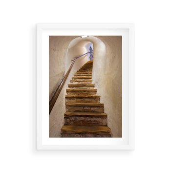 Plakat w ramie 30x40 - Schody Wymiarów - schody, tunel - rama biała