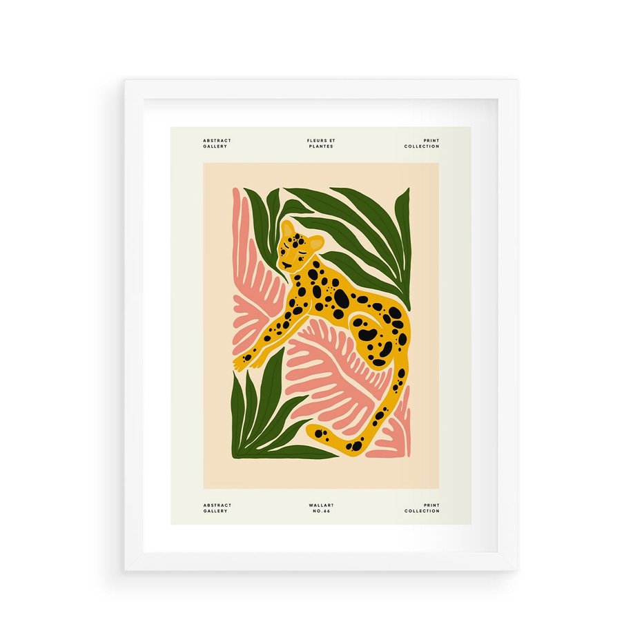 Plakat w ramie 40x50 - Rozkwitające Odbicia - nowoczesny plakat, gepard - rama biała