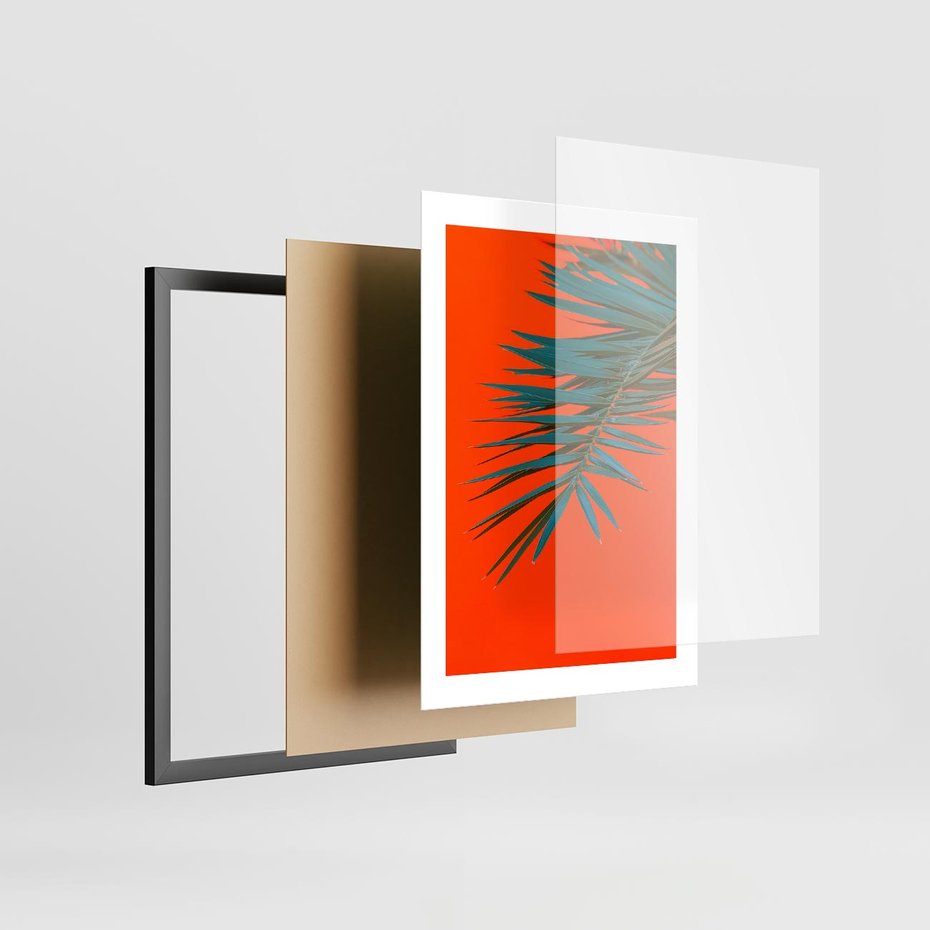 Plakat w ramie 30x40 - Egzotyczny Urok - liście, palma - rama czarna