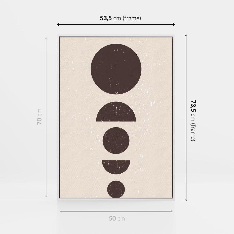 Obraz w ramie 50x70 - Migocące Granice - mid century styl, nowoczesna grafika - rama biała