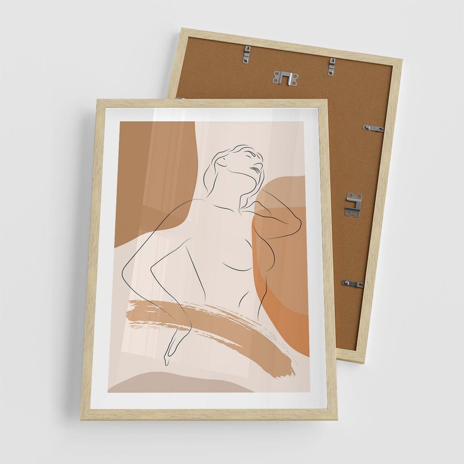 Plakat w ramie 50x70 - Sztuka Prostoty - kobieta, szkic - rama drewno