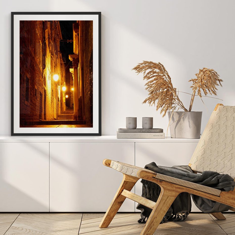 Plakat bez ramy 21x30 - Miasto Pod Gwieździstym Niebem - uliczka, perspektywa