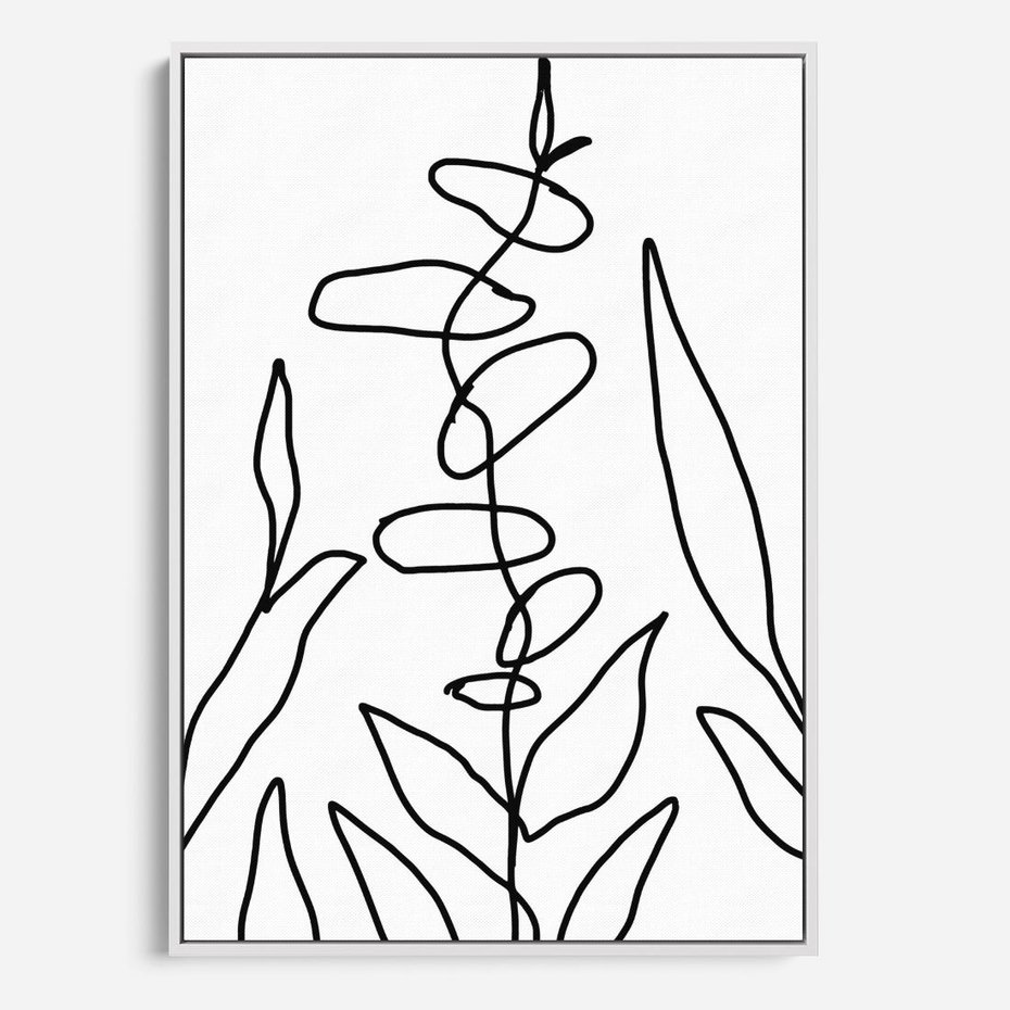 Obraz w ramie 50x70 - Liście Mocy - mroczna sztuka, minimalizm - rama biała