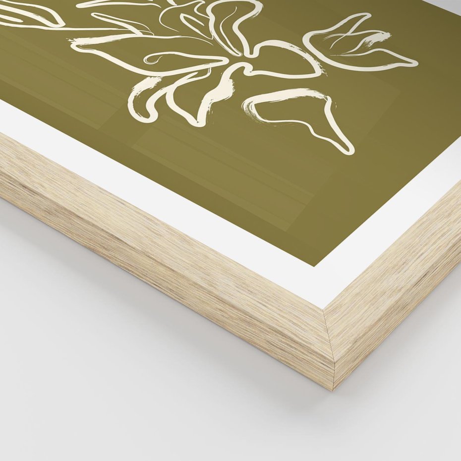 Plakat w ramie 50x70 - Przenikające Barwy - abstrakcyjna roślina, kwiaty - rama drewno