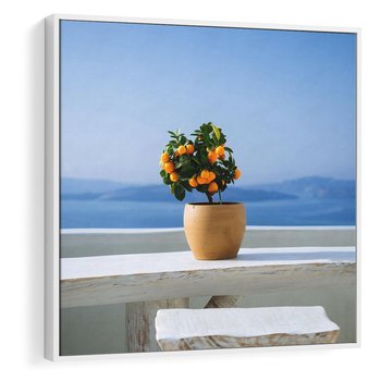 Obraz w ramie 50x50 - Uroki Santorini - Santorini, Grecja - rama biała