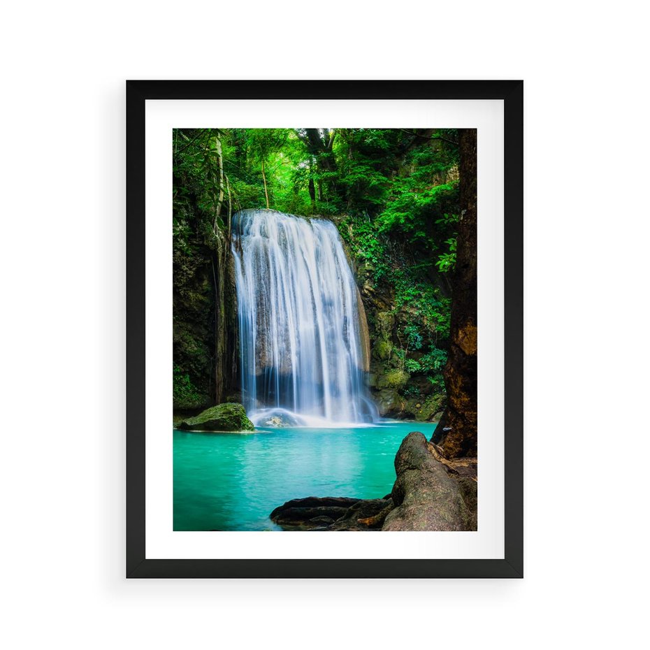 Plakat w ramie 40x50 - : Moc Natury - wodospad, rzeka - rama czarna