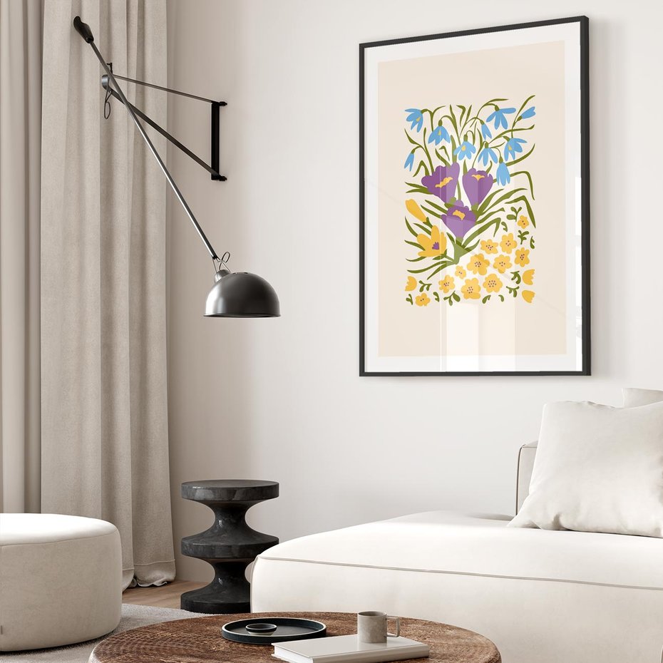 Plakat bez ramy 21x30 - Kwiatowe Przenikanie - kwiaty, sztuka nowoczesna