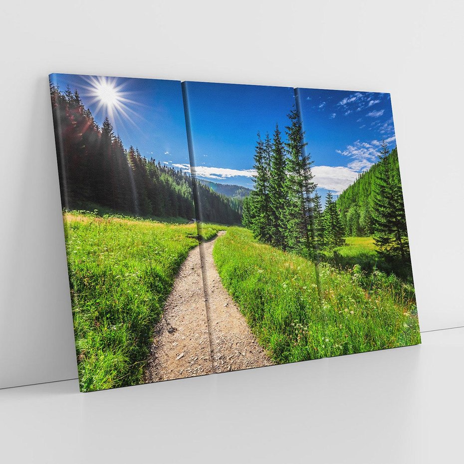 Obraz na płótnie 120x80 - Harmonia natury - góry, łąka