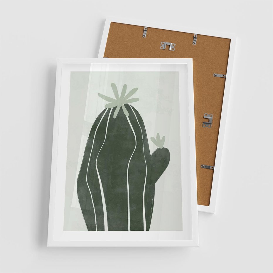 Plakat w ramie 50x70 - Zieleń Inspirującego Życia - zielony plakat, minimalizm - rama biała