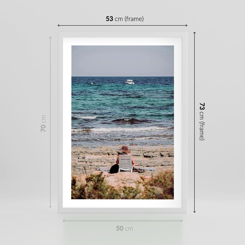 Plakat w ramie 50x70 - Relaks na Plaży - wakacje, plaża - rama biała