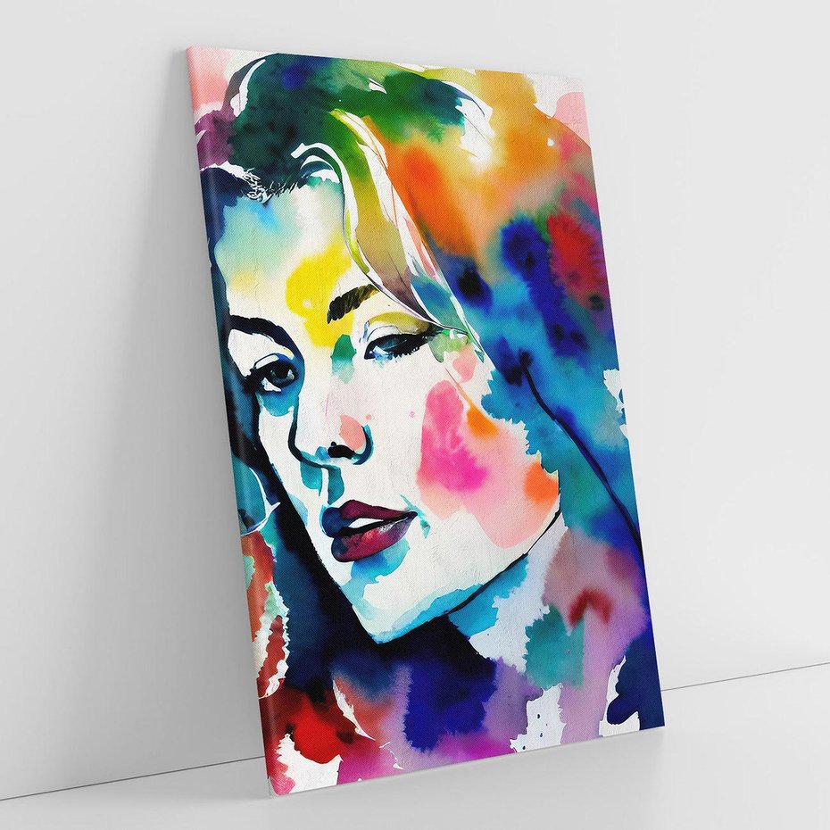 Obraz na płótnie 80x120 - Abstrakcyjna ekstaza barw - abstrakcyjny portret kobiety, szkic czarną kreską