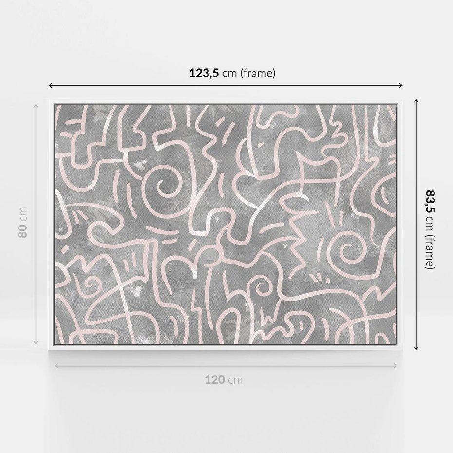 Obraz w ramie 120x80 - Sploty odblasków i zawirowań - abstrakcyjne rysunki, wzorek - rama biała