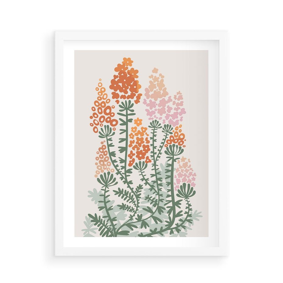 Plakat w ramie 50x70 - Kwiatowe Uniesienia - kwiaty polne, plakat - rama biała