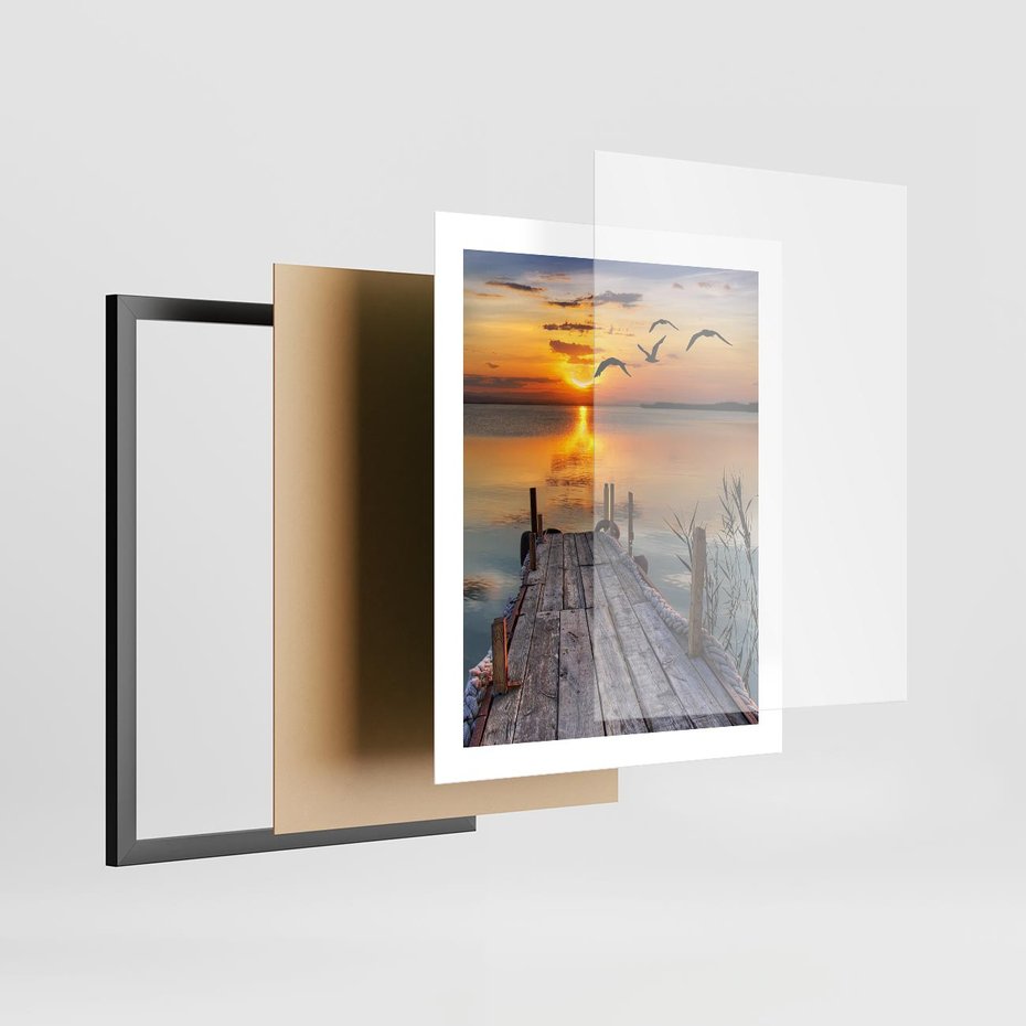 Plakat w ramie 40x50 - Magia zachodu słońca - zachód, słońca - rama czarna