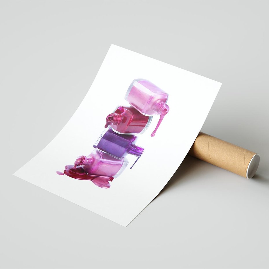 Plakat bez ramy 50x70 - Kolorowe Paznokcie - lakiery, do paznokci