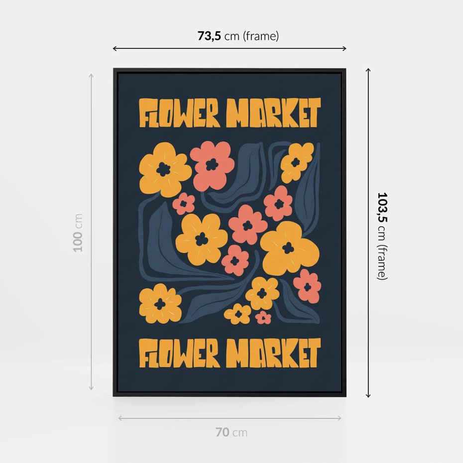 Obraz w ramie 70x100 - Impulsy Rozkwitu - plakat, granatowe tło - rama czarna