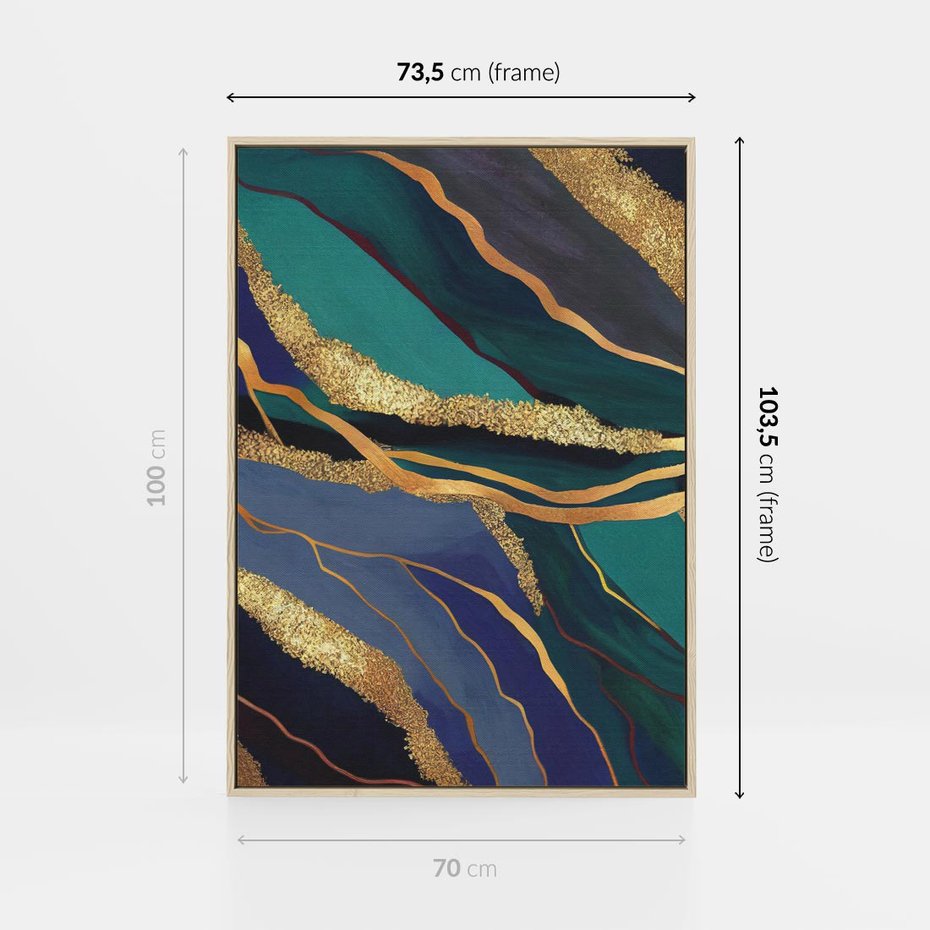 Obraz w ramie 70x100 - Sztorm malarskich emocji - marmur, abstrakcyjna grafika - rama drewno