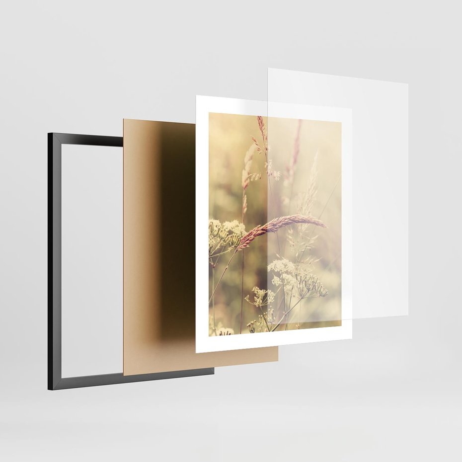 Plakat w ramie 40x50 - Boho Wizja - suszone, trawy - rama czarna