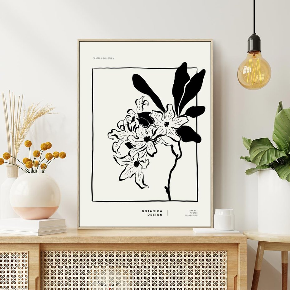 Obraz w ramie 70x100 - Kwiatowe przestrzenie - kwiat, grafika - rama drewno