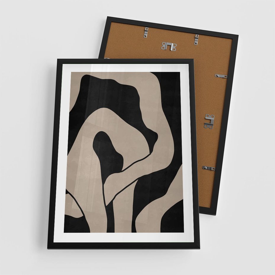 Plakat w ramie 50x70 - Nocne Pochłonięcia - abstrakcyjne linie, mroczny plakat - rama czarna