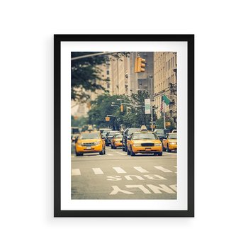 Plakat w ramie 40x50 - Miasto Taksówek - taksówki, miasto - rama czarna