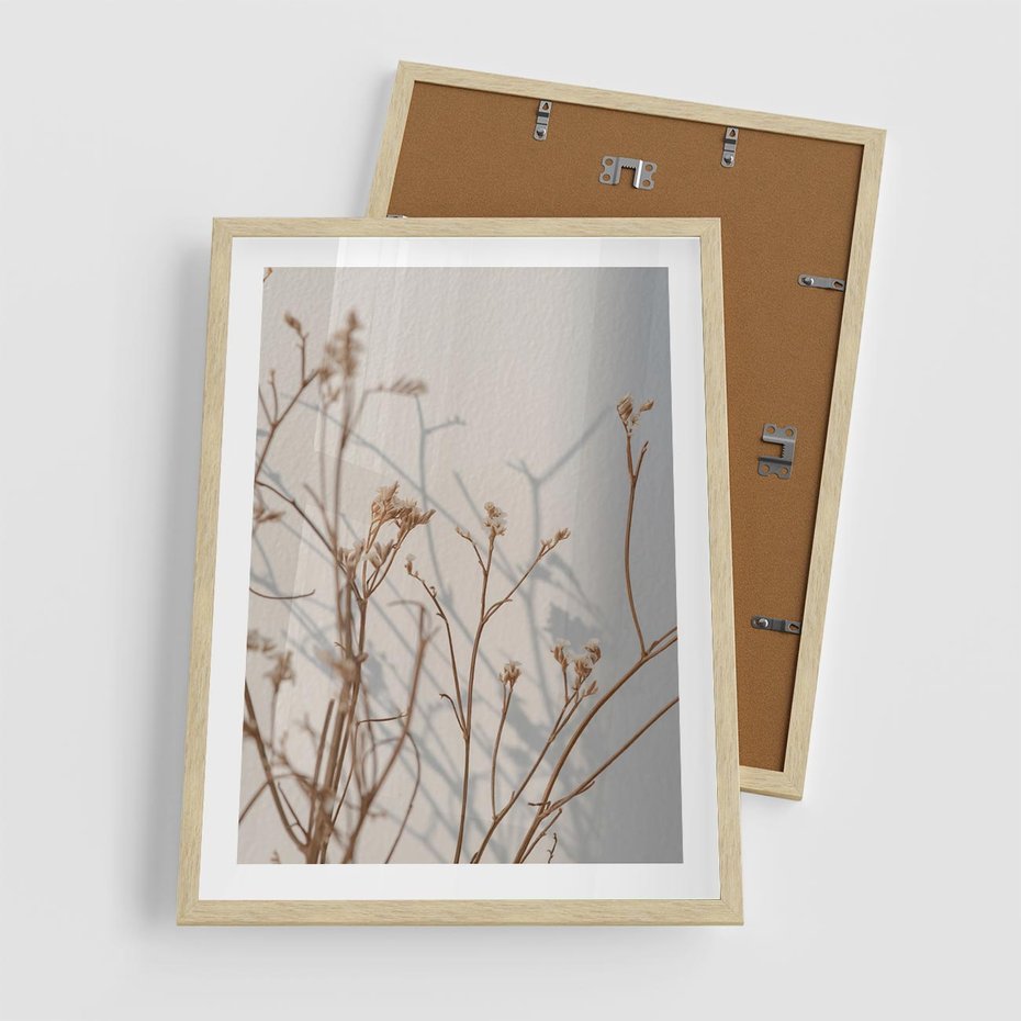 Plakat w ramie 50x70 - Boho gałązki suche - gałązki, suche - rama drewno