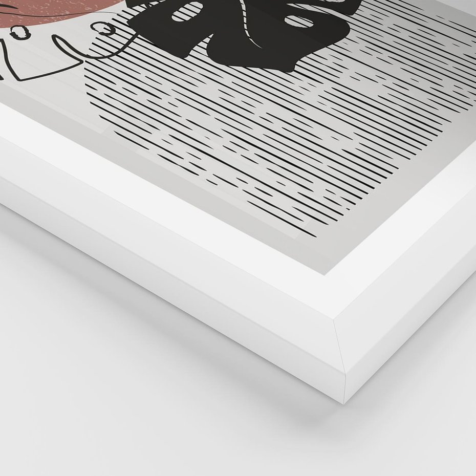 Plakat w ramie 50x70 - Nowoczesna Monstera: Szkic w Grafice - nowoczesna grafika, monstera - rama biała