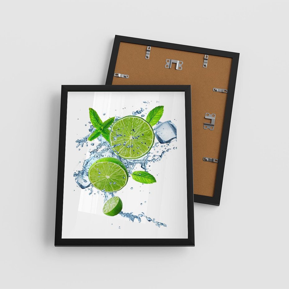 Plakat w ramie 40x50 - Świeżość i Witalność - limonka, owoce - rama czarna