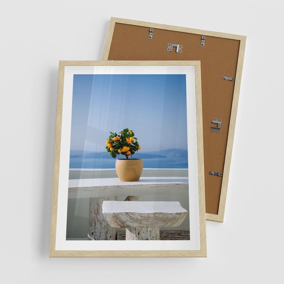 Plakat w ramie 50x70 - Uroki Santorini - Santorini, Grecja - rama drewno