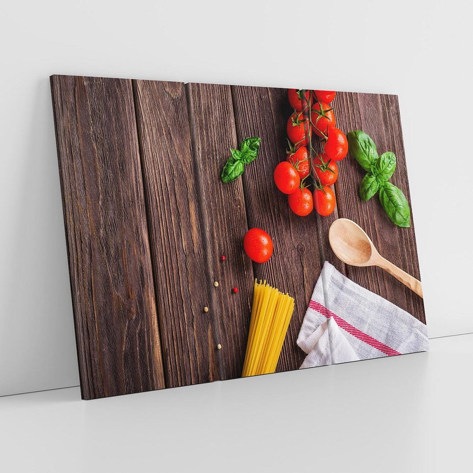 Obraz na płótnie 120x80 - "Spaghetti: Sztuka kulinarna na płótnie - spaghetti, makaron