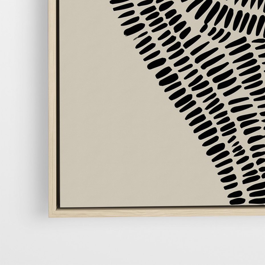 Obraz w ramie 50x70 - Nowoczesne Spektrum Wyobraźni - boho plakat, czarne kropki kreski - rama drewno