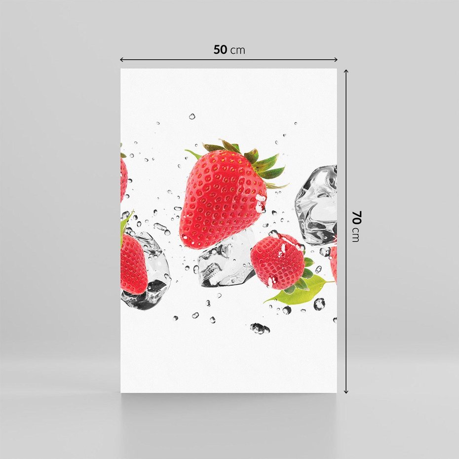 Obraz na płótnie 50x70 - Rajskie truskawki z wodą - truskawki, woda