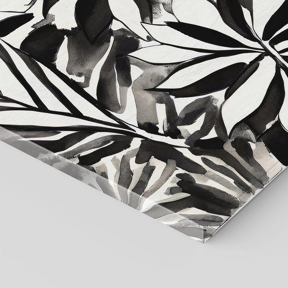 Obraz na płótnie 80x120 - Czarne Liście - akwarelowy obraz, czarno biały