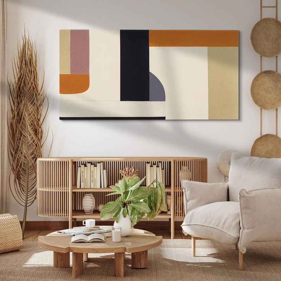 Obraz na płótnie 120x60 - Nowoczesne Brązy - geometryszne pasy, nowoczesny styl