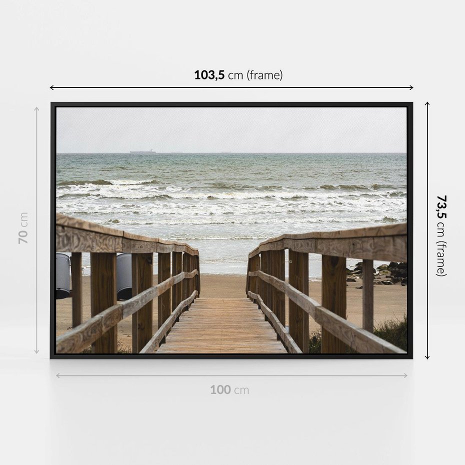 Obraz w ramie 100x70 - Morze i drewniany pomost - morze, pomost - rama czarna