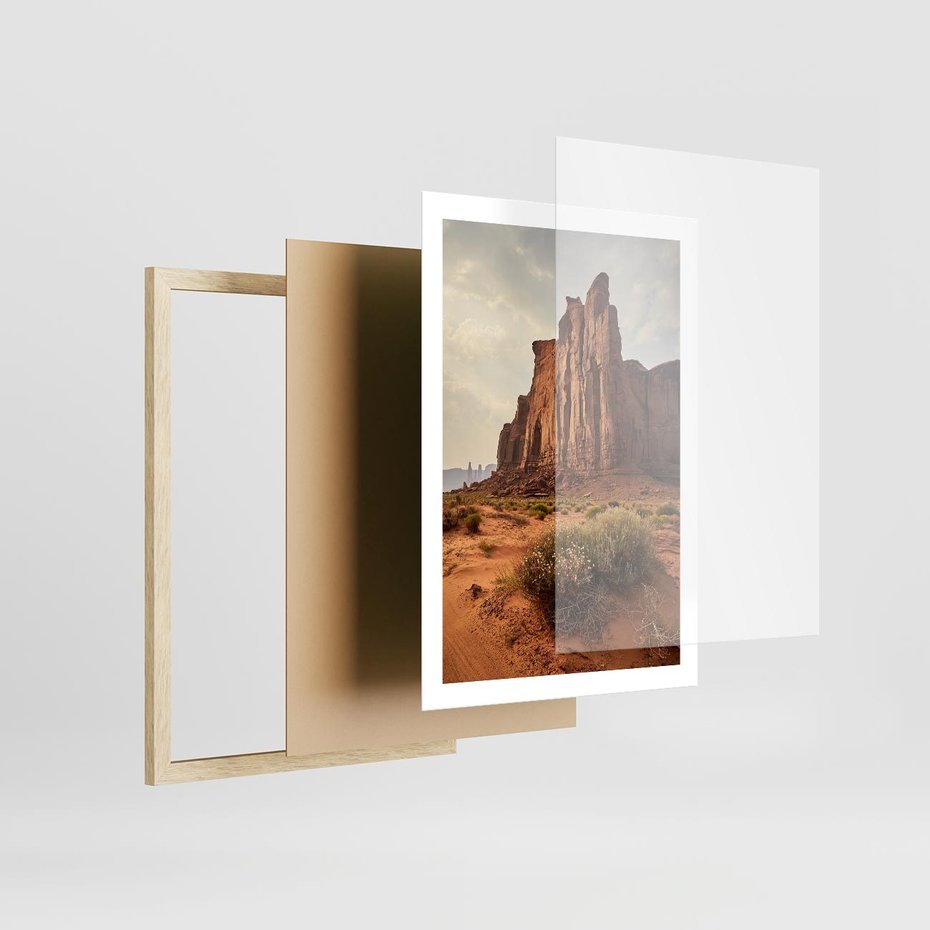 Plakat w ramie 50x70 - Pejzaż pustynnego kanionu - pustynia, kanion - rama drewno