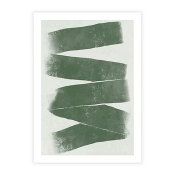 Plakat bez ramy 30x40 - Zielone Refleksje - abstrakcja, zgaszony zielony kolor