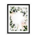 Plakat w ramie 50x70 - Róże i Zielone Liście - kompozycja kwiatowa, róże - rama czarna