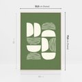 Obraz w ramie 50x70 - Migotliwe Formy - geometryczne boho kształty na brązowym, oliwkowym tle - rama drewno