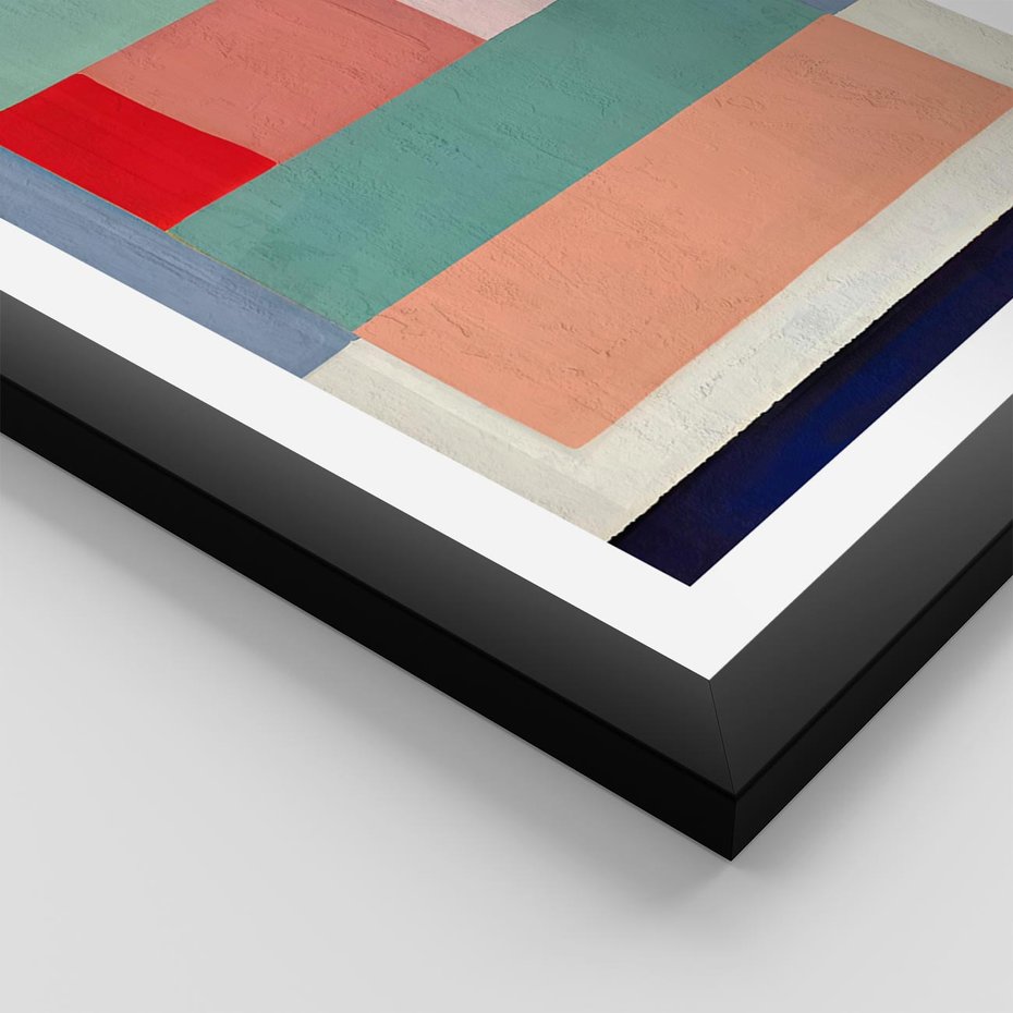 Plakat w ramie 50x70 - Bezgraniczne Nastroje Harmonii - abstrakcyjne geometryczne kształty, olejny obraz - rama czarna