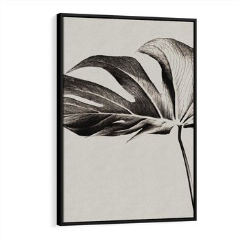 Obraz w ramie 50x70 - Szepczący Liść - szkic, czarno biały - rama czarna