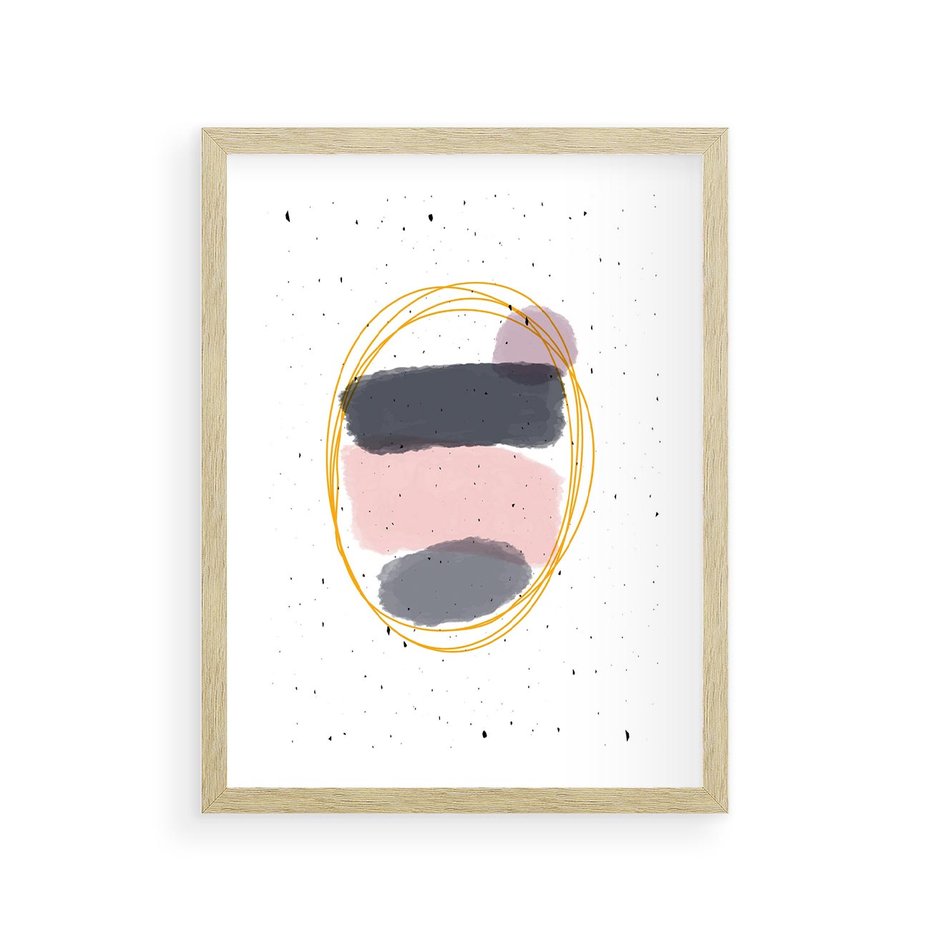 Plakat w ramie 30x40 - Migocące Odbicia - abstrakcyjna kompozycja, jak ręcznie malowana - rama drewno