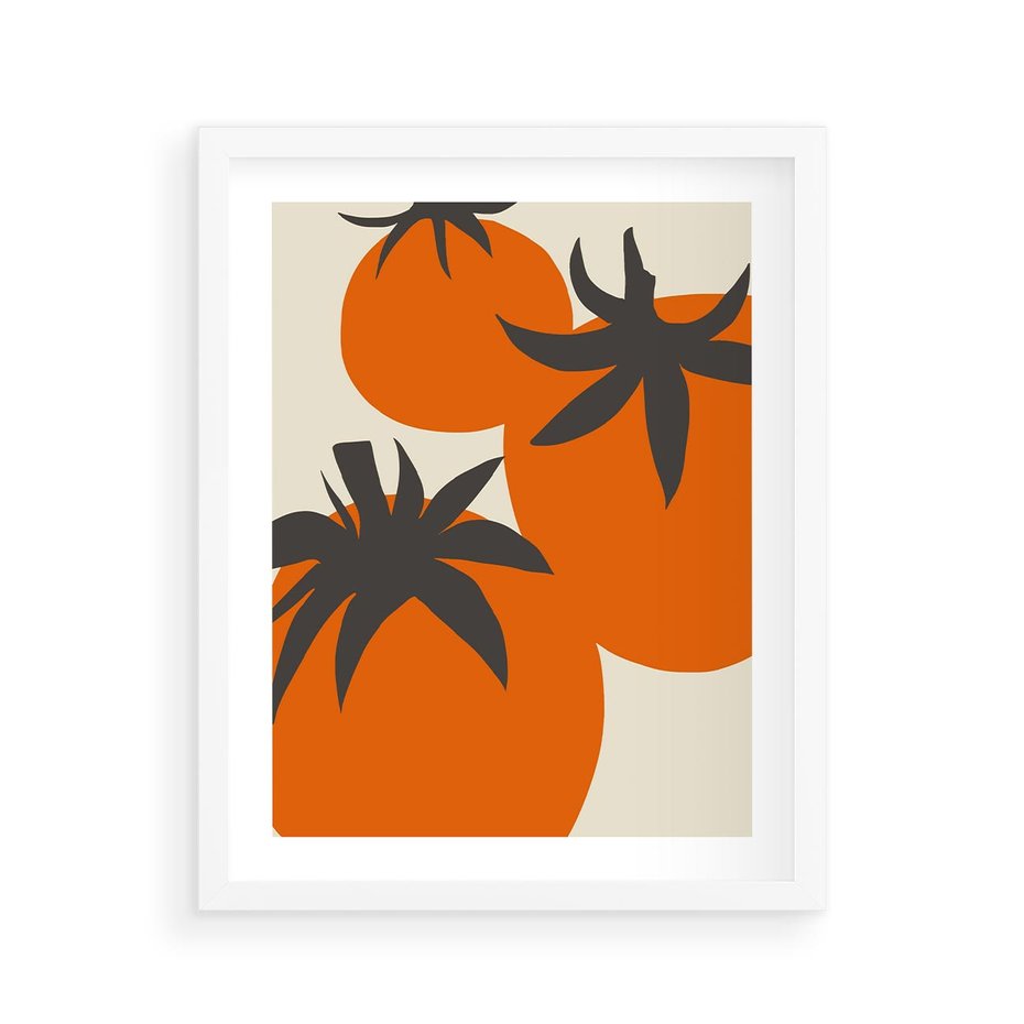 Plakat w ramie 40x50 - Jadalne Kształty - nowoczesny plakat do kuchni, pomidory - rama biała