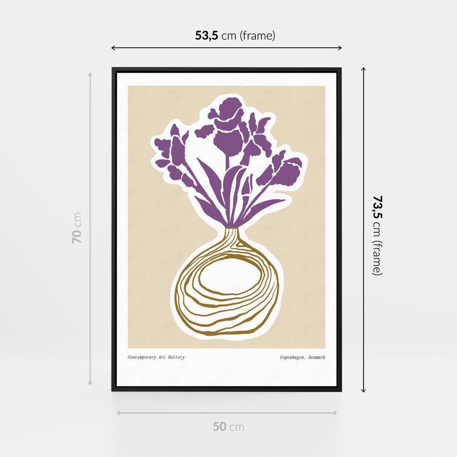 Obraz w ramie 50x70 - Migocące Anomalie - abstrakcyjne liście, kwiaty tropikalne w wazonie - rama czarna