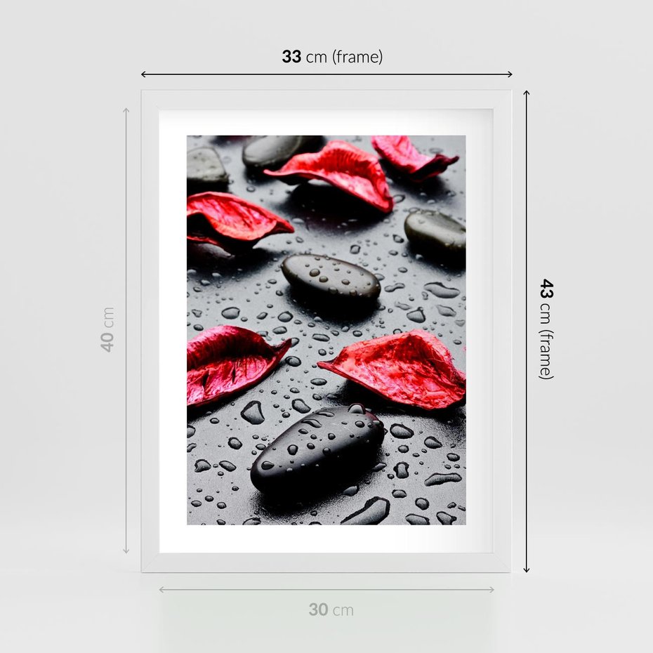 Plakat w ramie 30x40 - Spa wśród Natury - spa, kamienie - rama biała