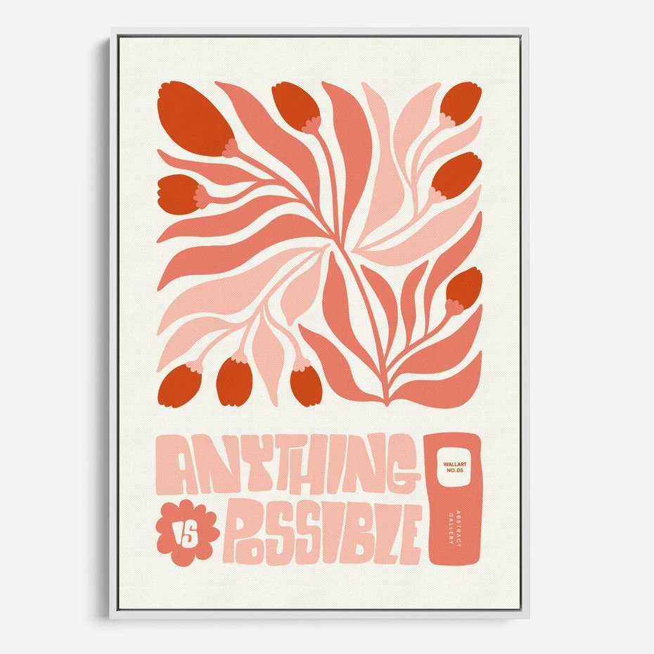 Obraz w ramie 50x70 - Migotliwa Euforia - kompozycja w łososiowym kolorze, kwiaty - rama biała